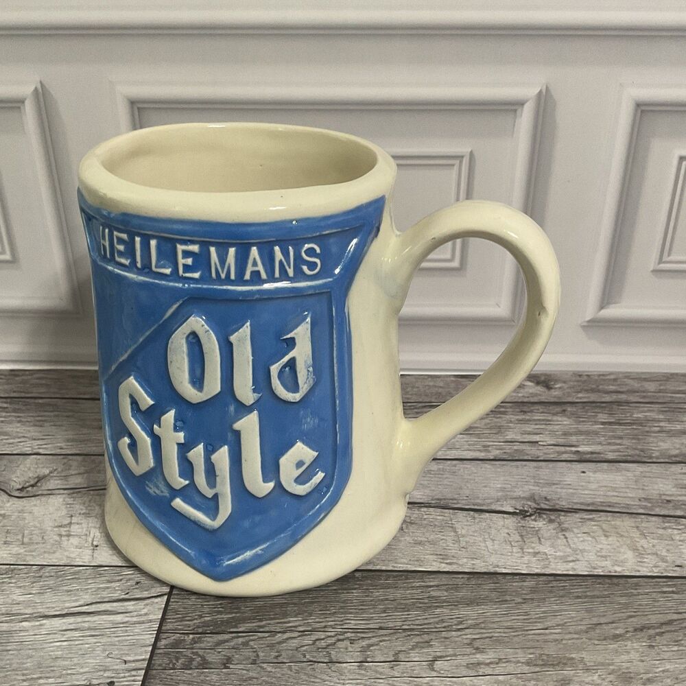 Heileman's Old Style Blue Shield Logo Ceramic Beer Mug Breweriana